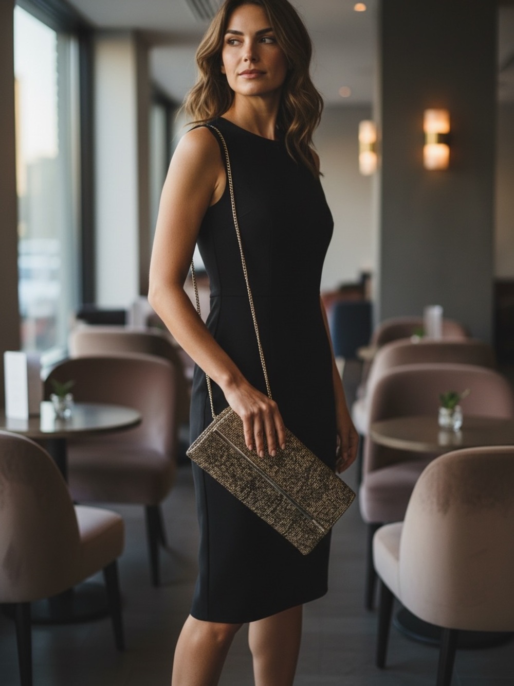 BCBGMaxAzria Metallic Snake-Effect Shoulder Bag in Gold and Black